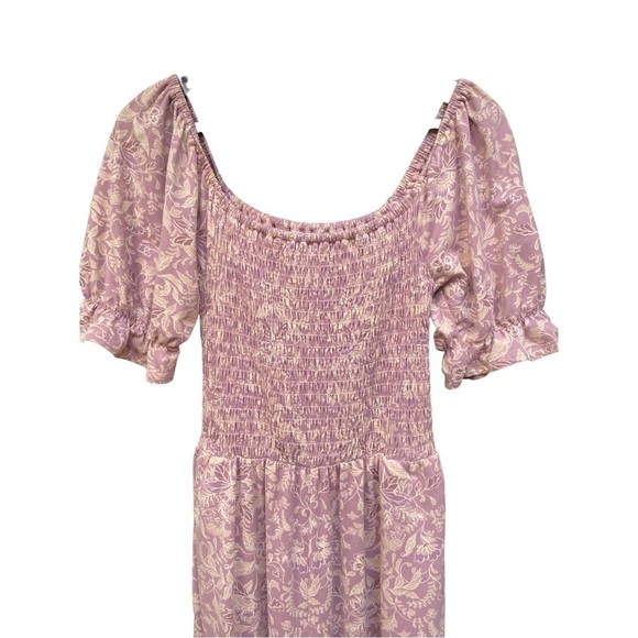WAYF I Mauve Botanical I Smocked Bodice I Jumpsuit I Size: XS - Picture 5 of 13